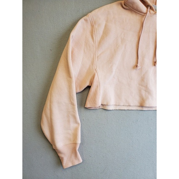 Champion Women's Reverse Weave Cropped Cut-Off Hoodie size M Pink - Picture 4 of 7